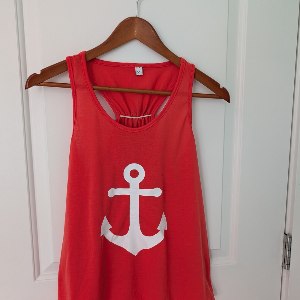 Red Tank Top with Anchor Design